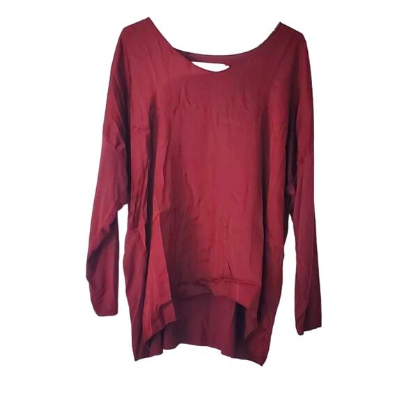 The Porter Collective Italy Red Silk Blend Top XS Lagen Look Mixed Media Boho - Picture 1 of 8